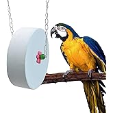 BingegePet Bird Beak Grinding Stone &ndash; Large Blue Cylinder Parrot Chew Toy with Metal Hanging Chain &ndash; Cage Accessory for Macaws, African Greys, Cockatiels &amp; Medium to Large Birds
