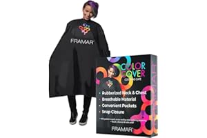 FRAMAR Color Cover Salon Cape – Hair Cape with Snap Closure and Rubberized Chest, For Hair Dye, Hair Color, Cosmetology Supplies and Hair Coloring