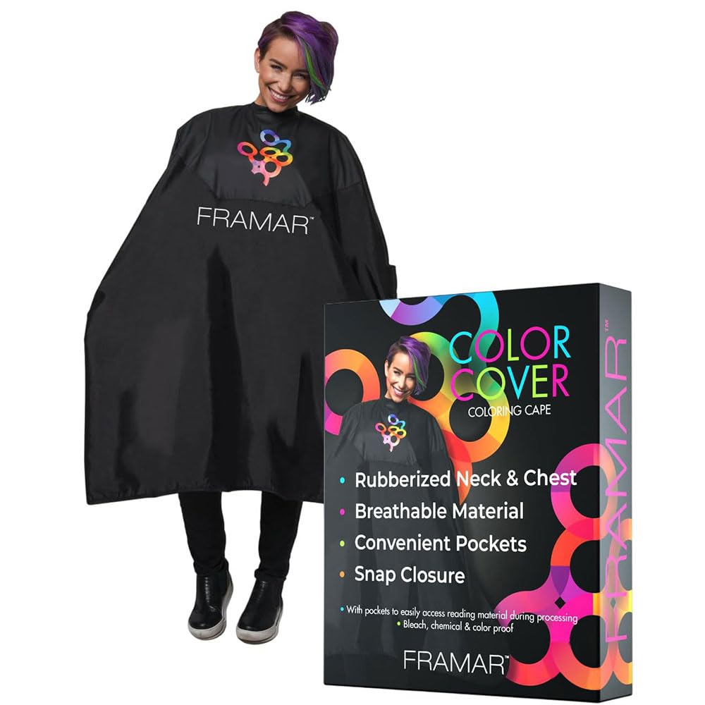 FRAMAR Premium Black Hairdresser Cape with Sleeves – Barber Cape for Hair Salon & Cutting, Cutting Cape, Dressing Gowns.