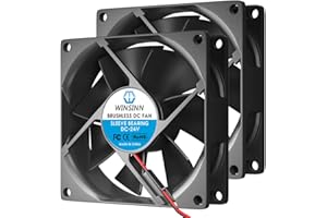 WINSINN DC 80mm Fan 24V 8025 Sleeve Bearing Brushless Cooling 80mmx25mm 2PIN (Pack of 2Pcs)