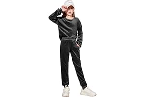 Arshiner Girls 2 Piece Outfit Sweatsuits Set Kids Velour Sweatshirts & Sweatpants Tracksuits Set for Girls