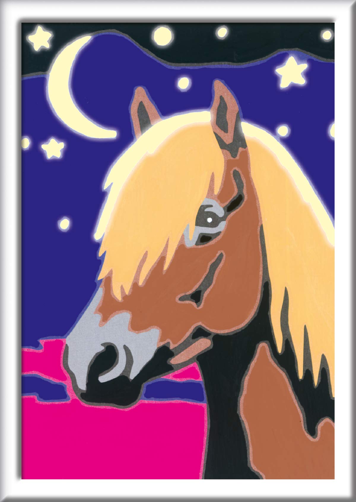 Ravensburger CreArt 28774 Faithful Horse Painting by Numbers for Children from 7 Years, Painting Set with Frame, Brush and Acrylic Paints, Gift for Girls and Boys, Glow in the Dark