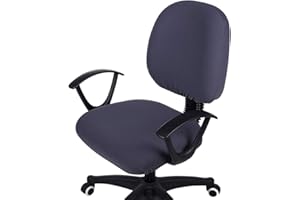 smiry Office Computer Chair Covers, Stretch Jacquard Universal Desk Rotating Chair Slipcovers Protector, Seat Cover + Backrest Cover, Dark Grey