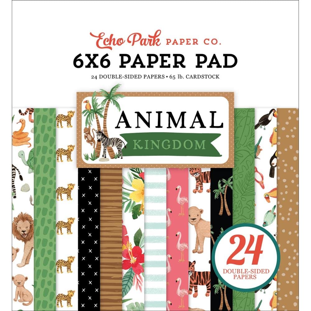 Echo Park Double-Sided Paper Pad 6"X6" 24/Pkg-Animal Kingdom AK259023
