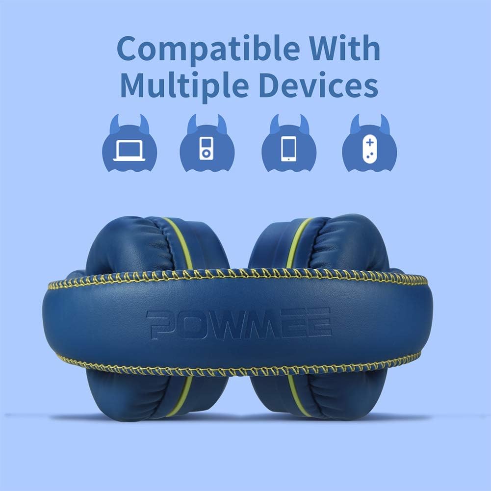 POWMEE M1 Kids Headphones Wired Headphone for Kids,Foldable Adjustable Stereo Tangle-Free,3.5MM Jack Wire Cord On-Ear Headphone for Children (Blue): Home Audio & Theater