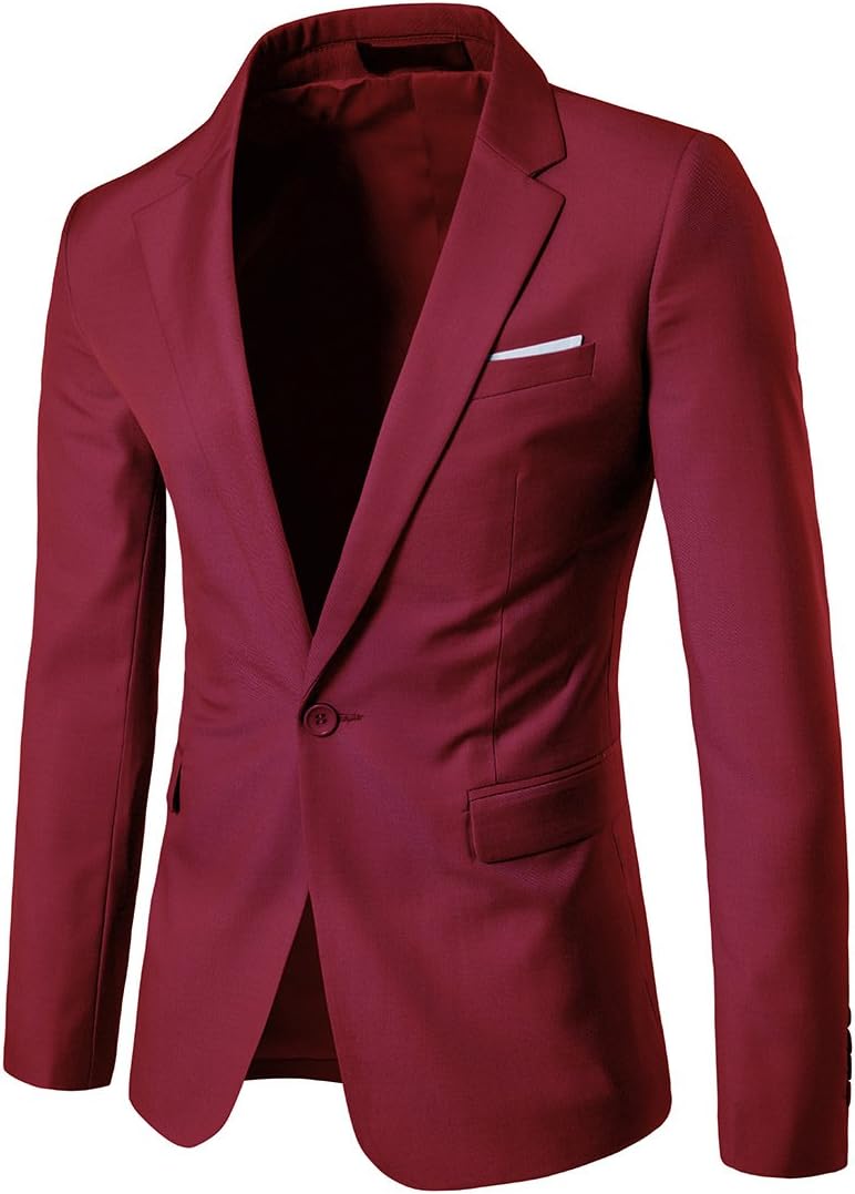 UNINUKOOMens Sport Coat Slim Fit Suit Blazer Jacket One Button Lightweight for Casual Business
