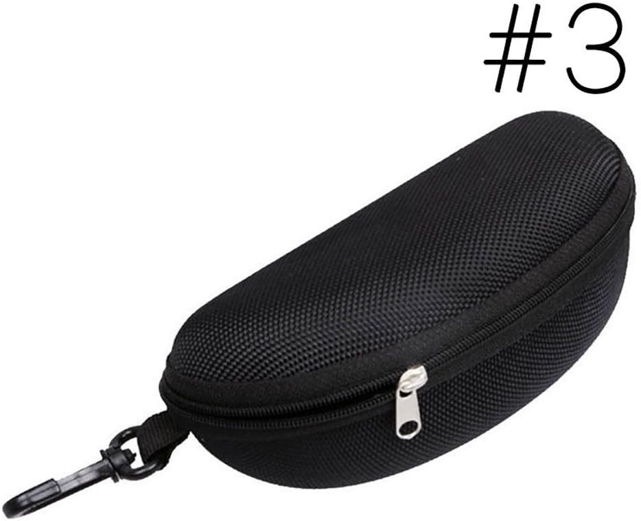 haosshop Portable Zipper Sunglasses Case With Hook Clam Shell Hard Case Protector Pouch for Travel Outdoor 3# Black
