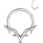 Agrewd Wings of Blades Septum Rings 16G Surgical Steel Septum Daith Jewelry Helix Daith Piercing Jewelry 8/10MM