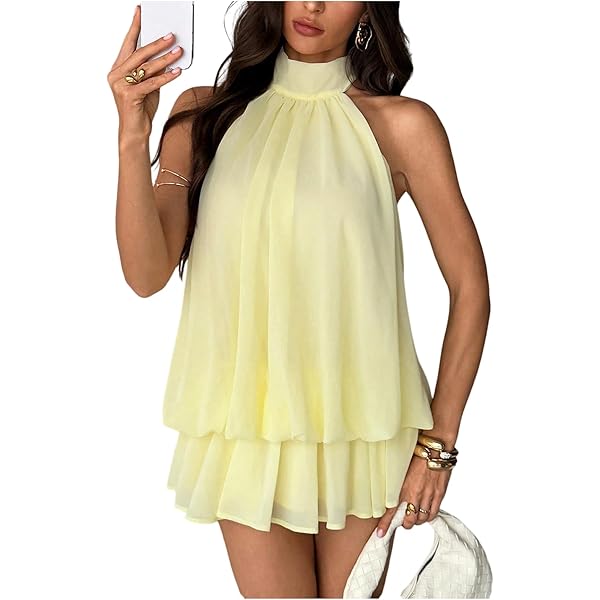 Amazon.com: Women's Midi Dress Night Party Camisole Ruffle Hem Dress :  Clothing, Shoes & Jewelry