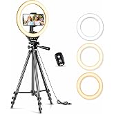SENSYNE Ring Light with Stand, 50" Phone Tripod with Wireless Remote | 3 color modes &amp; 10 brightness levels for selfies, video recording, TikTok &amp; Zoom; compatible with iPhone &amp; Android