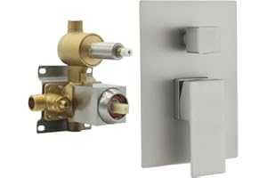 /G Drettyer Brushed Nickel Solid Brass 3 Way Outlet Function Shower Diverter Valve Pressure Balancing Mixer Shower Valve Kit Replacement