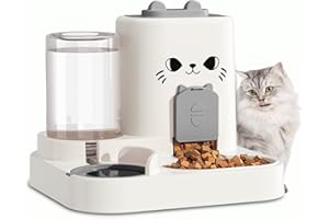 CEYE Gravity Cat Feeder, 2-in-1 Gravity Cat Food and Water Dispenser Small Food Water Dispenser Set for Small Pets Cats Dogs Puppy Kitten, Easy to Clean (Gary)