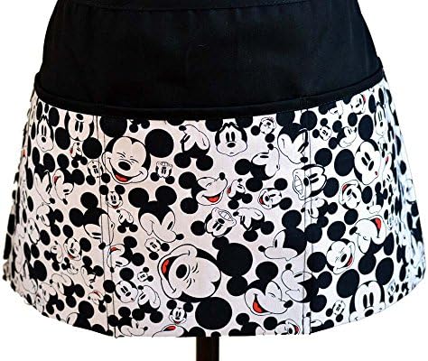 Unisex Grilling Flirty waiter waitress Kitchen Cooking Apron Limited fabric Limited release Rare Unisex Grilling Flirty waiter 3 Pockets black and white Mickey Mouse Disney's hero action faces