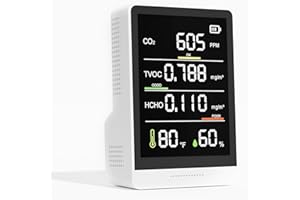 PERFORMANCE GURU 5-in-1 Professional Indoor Air Quality Monitor Indoor Portable CO2 Monitor | Temperature | Formaldehyde Detector | Humidity TVOC | Air Quality Tester - Confined Space Clean Air Monitor