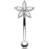 Jewseen 16g Rook Piercing Jewelry 925 Sterling Silver Rook Earrings Flower Eyebrow Earrings Lip Piercing Jewelry for Women