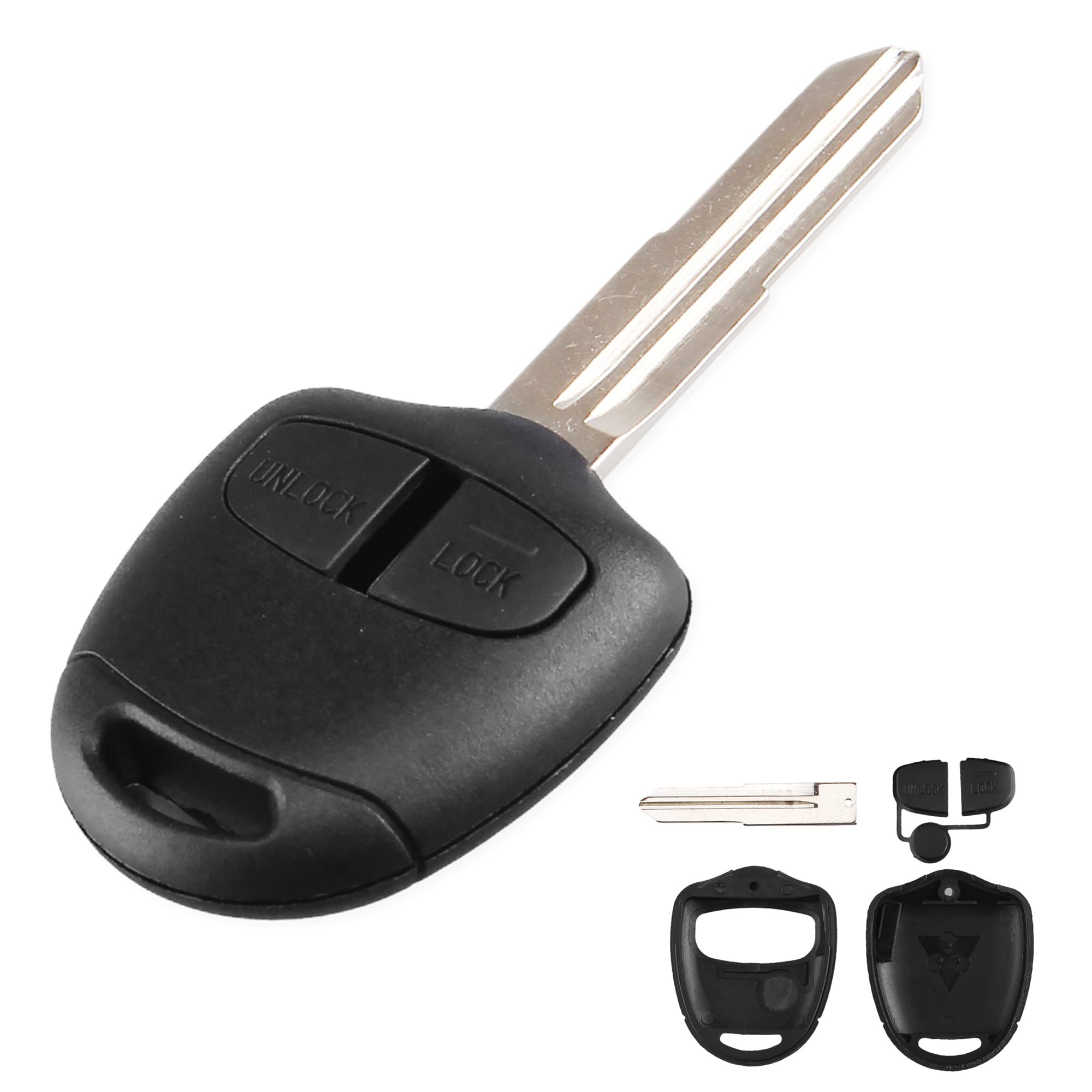 Heart Horse 2 Button Car Key Fob Cover Replacement Remote Key Case Shell for Mitsubishi Triton Evo Galant L200 Outlander Lancer Colt Shogun (Right blade)