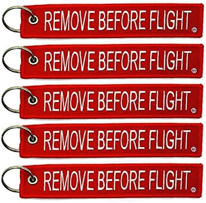 5pcs Remove Before Flight Embroidered Key Chain Ring Luggage Tag Label Aviation