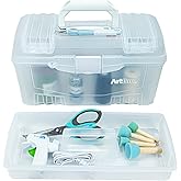 ArtBin 6918AH Twin Top 17 inch Supply Box, Portable Art & Craft Supply Organizer with Handle, [1] Plastic Storage Case, Translucent