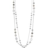 Noessla Layered Long Necklaces for Women Crystal Beaded Statement Necklace Sweater Silver Chain with Gifts Box Jewelry