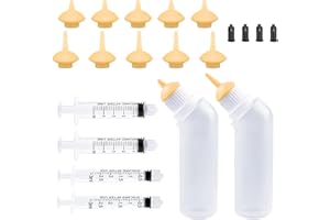 XUANDA Kitten Puppies Bottles for Nursing Kit,Pet Feeder Bottle with Feeding Nipple and Syringes for All Breed of Puppies Kittens and Other Animals (Yellow)