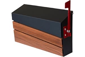 xhlokk Wall Mount Mailboxes, Morden Mailbox for House, Metal Outside Mailbox with Walnut Wood Panel, Large Capacity Galvanized Steel Post Box with Flag (No Keys Locking)