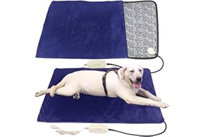 DEOMAN Pet Heating pad Large Dog cat Heated Bed mat 34" x 21" Dog Heat mat with Soft Washable Cover Electric Heated pad Keep Pets Warmer Water Resistant Chew Resistant Cord