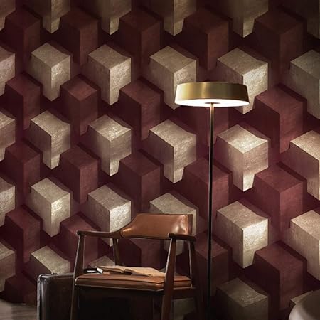 Fine Decor 3d Papier Peint Pvc Impermeable Mur Decoration Haut De Gamme Salon Chambre A Coucher Hotel Bureau Sans Colle 0 53m 10m Rouge Amazon Fr Bricolage
