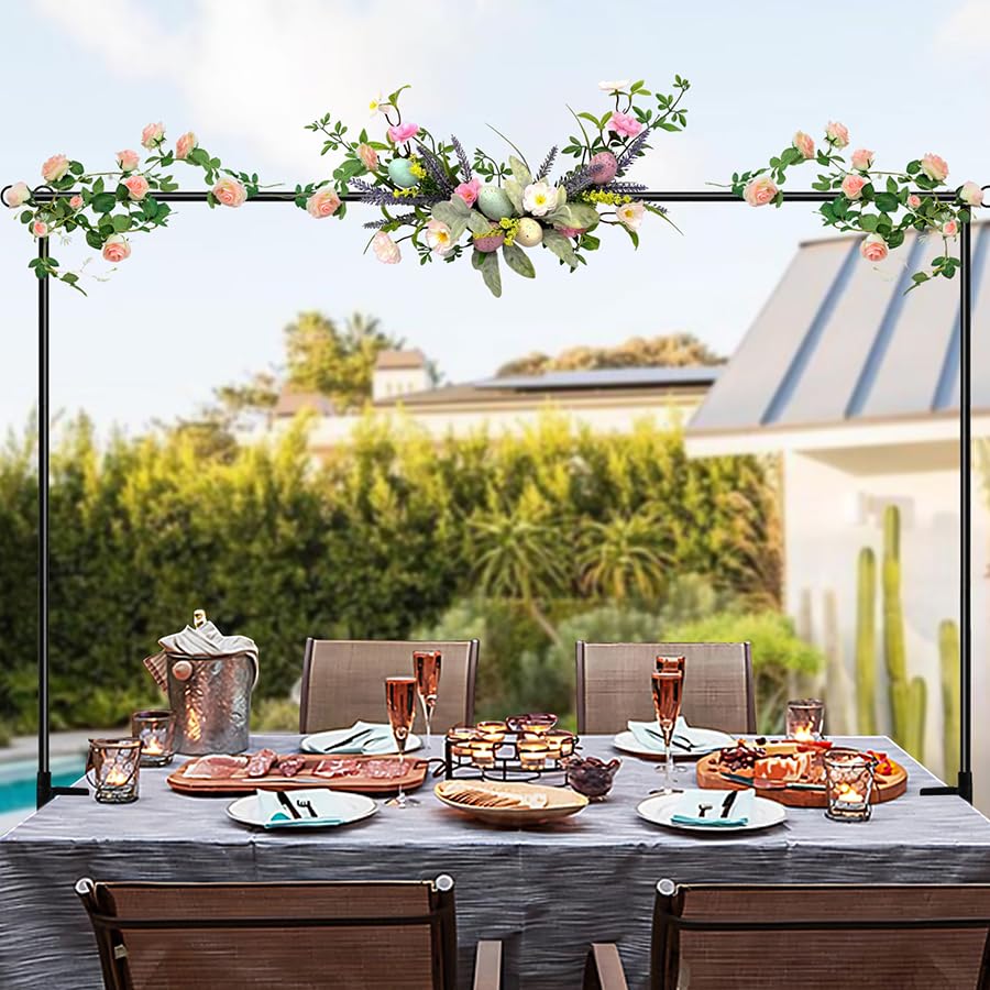 Photo 1 of Youkelili Table Arch Stand with Clamps – 47" to 83" Adjustable Length Table Hanging Decor Rod, Tables Rods with Clamps for Tabletop Decoration