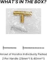 LONTAN Gold Drawer Knobs 10 Pack Single Hole Brass Cabinet Door Handles T-Bar view 7