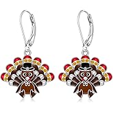 Thanksgiving Turkey Earrings for Women Dangling Sterling Silver Turkey Jewelry Gifts Fall Holiday Animal Earrings Jewelry Gifts for Women Lovers