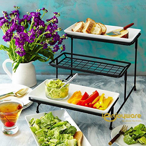 Unique 3 Tier Mesh Serving Stand with Server Platters Three White