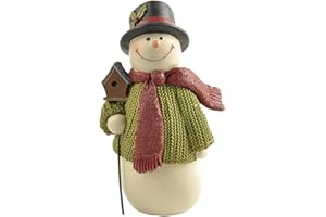 ENNAS 4.25" H Smiling Resin Snowman with Birds' House Figurines Decor