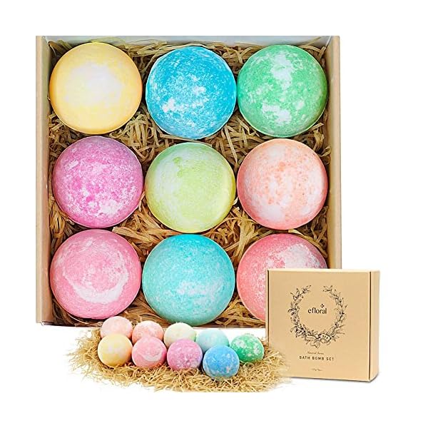 Bath Bombs Gift Set Natural Bath Supplies 9 Pcs Bath Set For Women Fragrance Organic Bath Gift Set 4.2 Oz