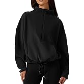 QINSEN Women Half Zip Fleece Sweatshirt Mock Neck Long Sleeve Winter Cozy Sherpa Pullover Sweater Tops