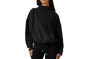 QINSEN Women Half Zip Fleece Sweatshirt Mock Neck Long Sleeve Winter Cozy Sherpa Pullover Sweater Tops