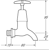 Deva 095X Chrome Cross Handle Bib Taps Wall Mounted Hot & Cold Pair 12 Yr WR view 5
