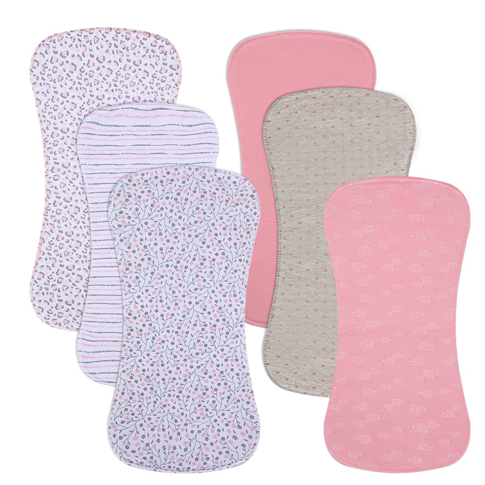 6 Pack Cotton Baby Burp Cloths Extra Absorbent Soft for Baby Boys and Girls