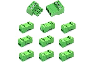 XUGERIP 10 Set 3 Pin 3.5mm Pitch Screw Terminal Block Connector for 28-16AWG, Pluggable Quick Male and Female Connector-Phoenix Type Connector