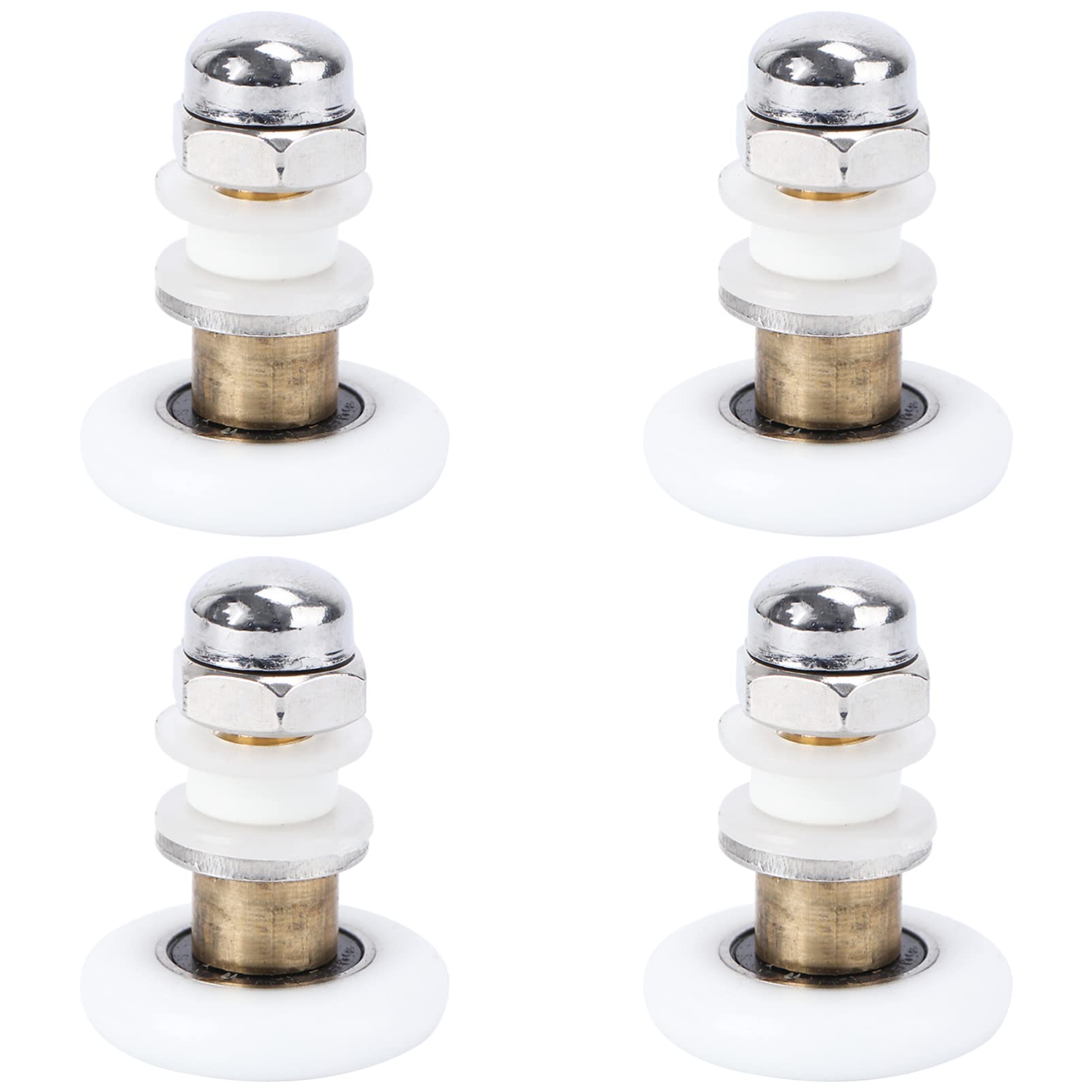 DOITOOL Shower Door Rollers 4 Pack Copper Replacement Wheels for Bathroom Glass Sliding Doors DIY Repair Parts 1.38In Diameter