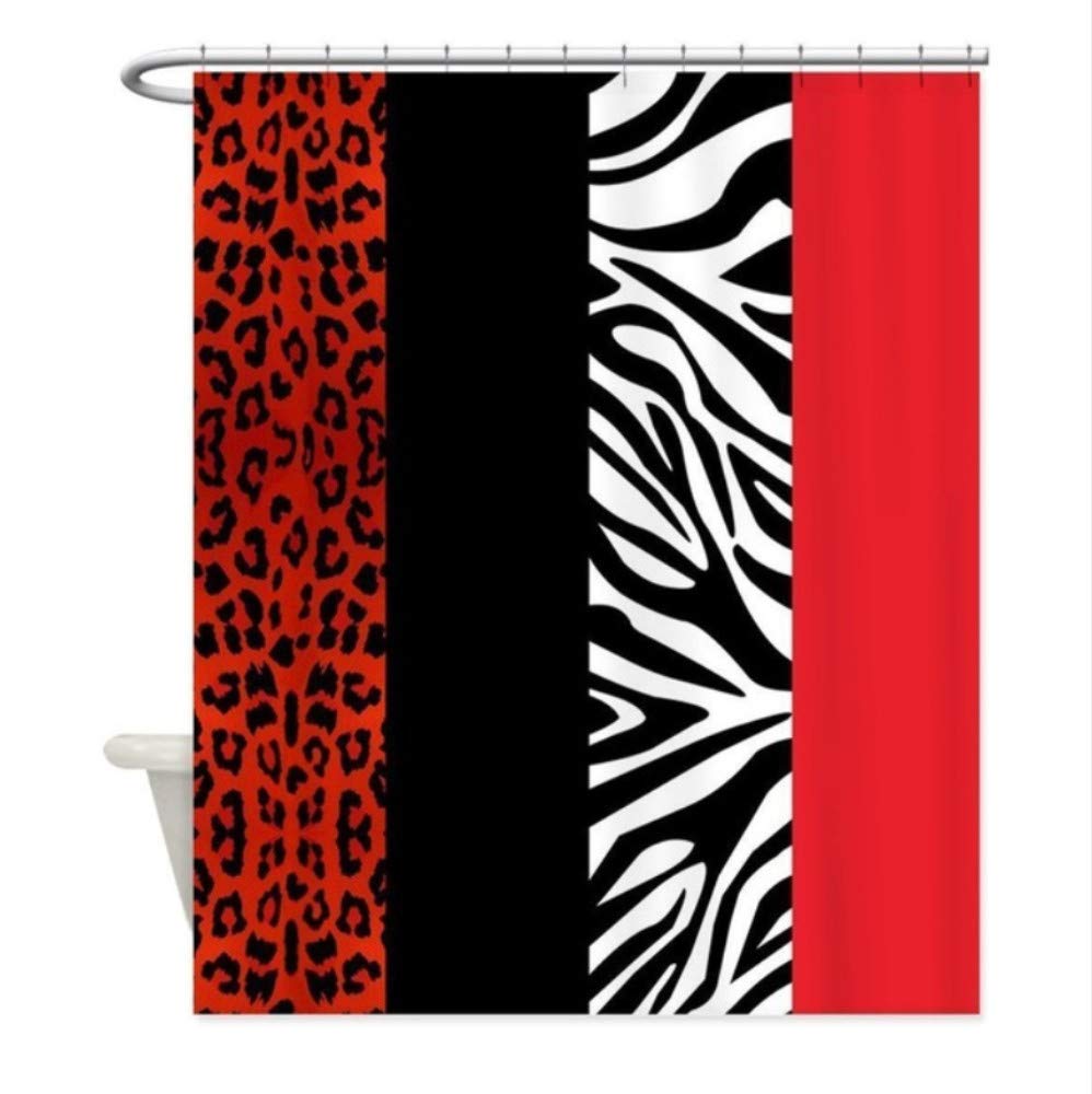 Red black dots leopard zebra multicolor shower curtains