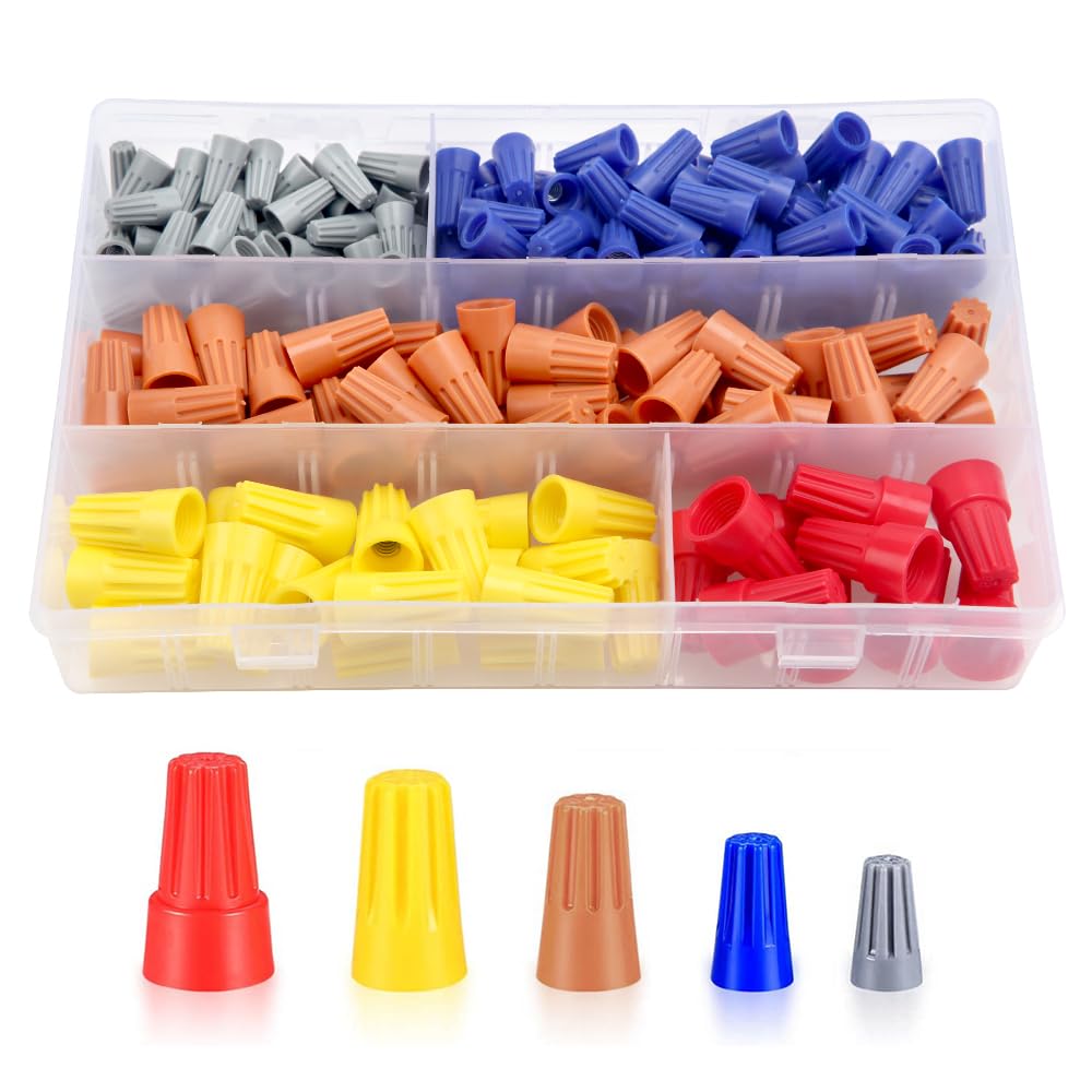 YIXISI 220 PCS Electrical Wire Connection Screw Twist Connector Cap, Closed End Cap, Spring Insert Twist Nuts Caps Screw Terminals Connection Assortment Set with Box