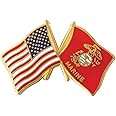 American and U.S. Marine Corps Crossed Flags 1" Lapel Pin
