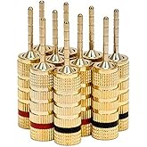 Monoprice 9438 Gold Plated Speaker Pin Plugs - 5 Pairs - Pin Screw Type, For Speaker Wire, Home Theater, Wall Plates And More