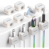 Magnetic Cable Clips Cord Organizer Holder,10-Pack Cable Management Cord Clips,Adhesive Phone Cable Wire Charger Cord Holder For Nightstand Desk Charging Cords Wall Car Desktop Office (10, white)
