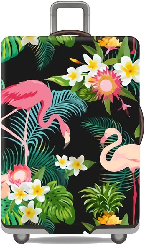Gifts Treat Suitcase Cover Luggage Cover (Without Suitcase) (Suitcase Cover Jungle&Flamingos, M(Fit 22"-24" Suitcase))