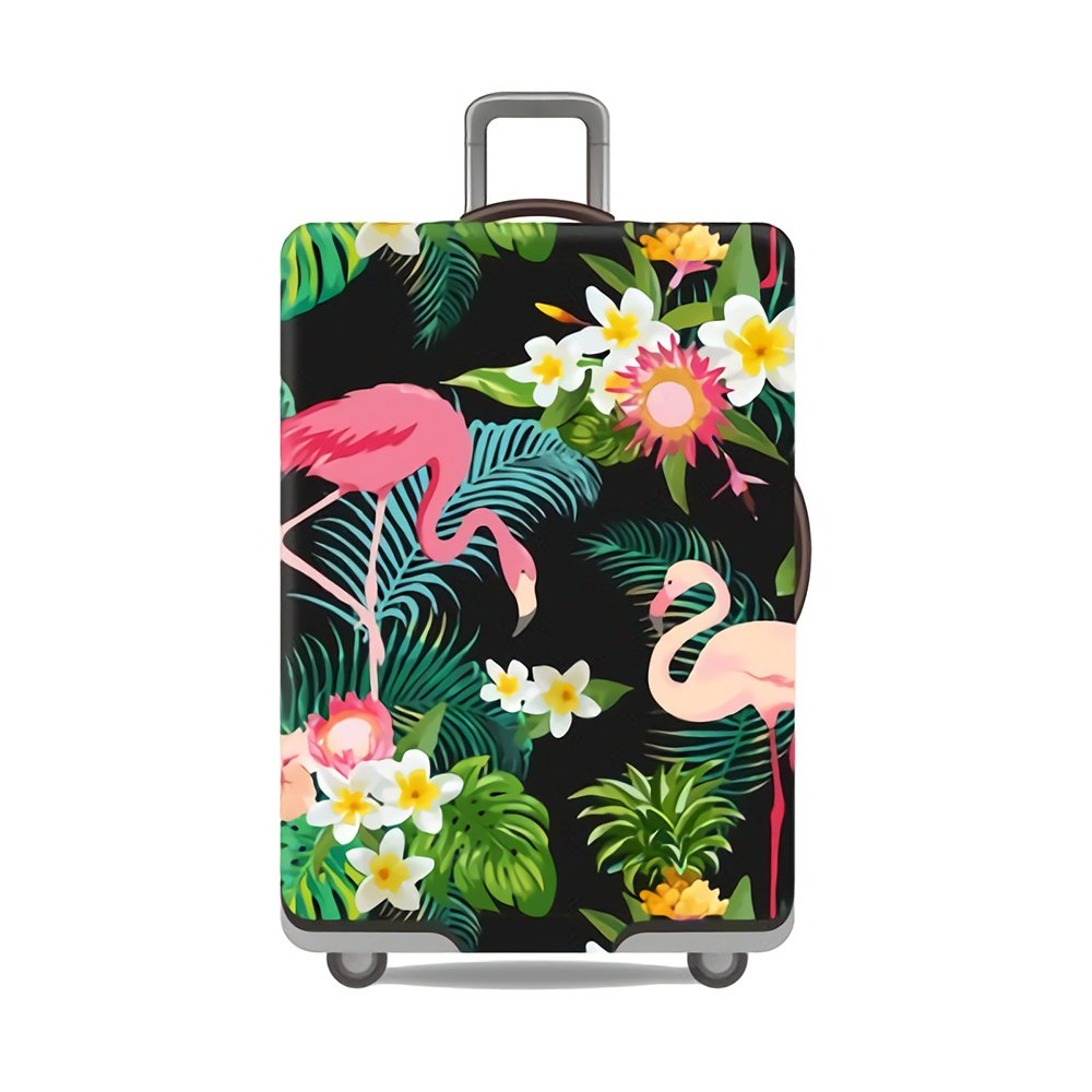 Gifts Treat Suitcase Cover Luggage Cover (Without Suitcase) (Suitcase Cover Jungle&Flamingos, M(Fit 22"-24" Suitcase))
