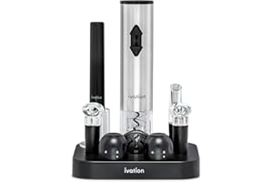 Ivation 9-Piece Wine Opener Gift Set | Deluxe Bar Kit with Electric Battery-Operated Bottle Opener, Air Pump Cork Extractor, 