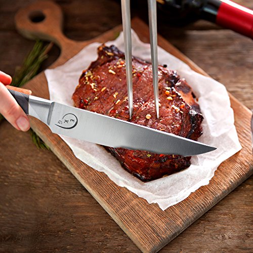 Everyday Kitchen Gadgets-Steak Knife Set- Stainless Steel-Straight Edge-Pakkawood Handle - Thumbnail 5