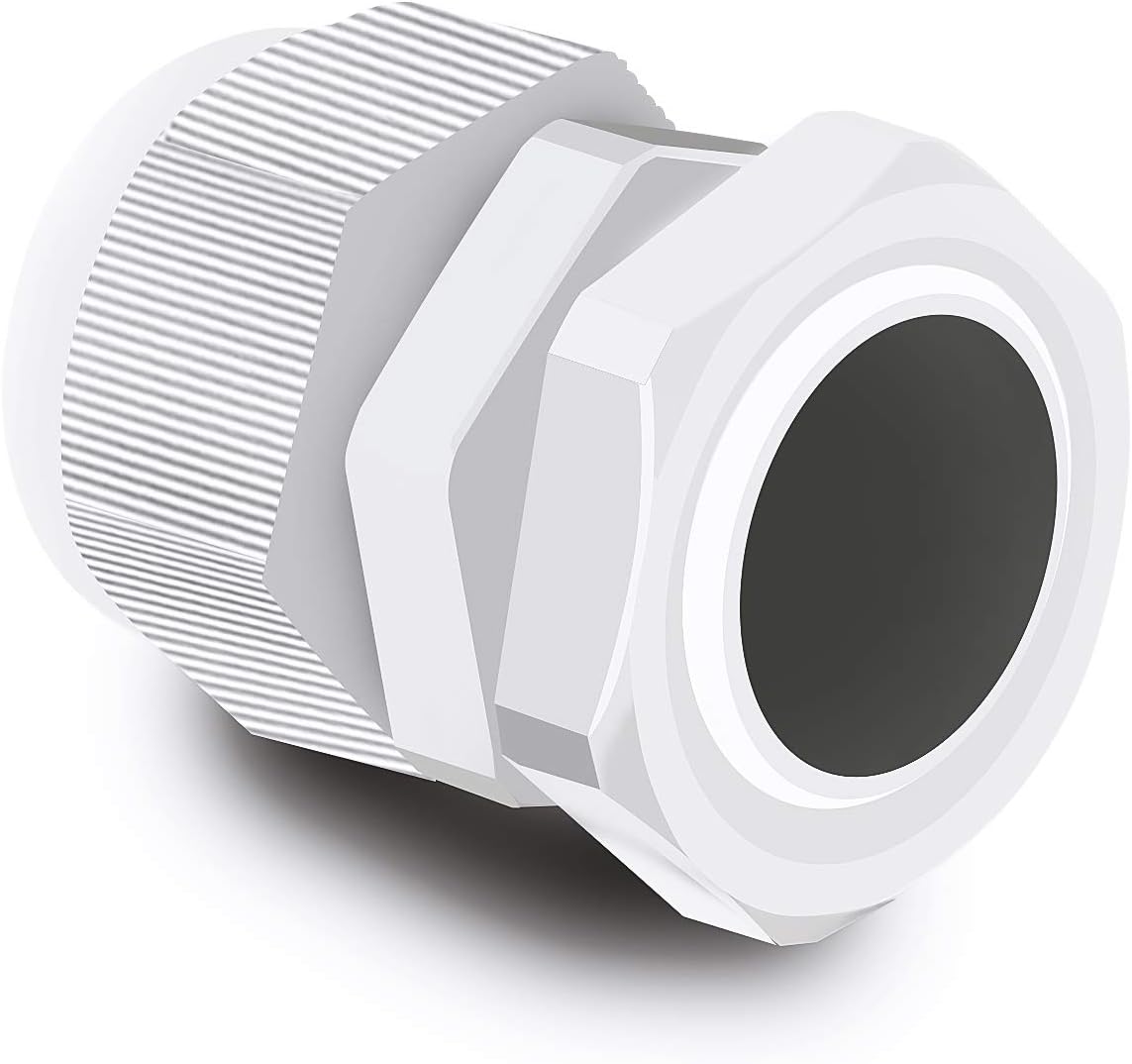 IsaBellEE Cable Gland IP68 Waterproof Grade, Nylon Plastic Material, Suitable for 4~8mm Cable (PG9), one of The Best Adjustable Elastic Interface Protection Products (20 pcs, White)