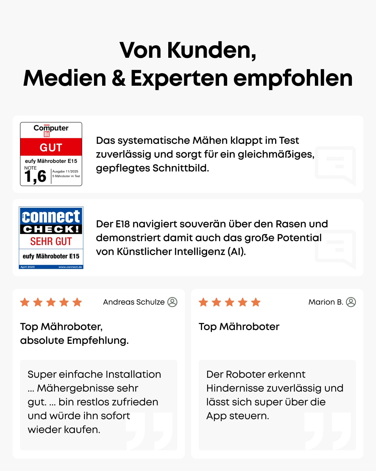 eufy E15 Mähroboter ohne Begrenzungskabel, Keine Signalausfälle, Kein RTK, TrueVision Technologie, Garten bis 800m², Smart-Navigation, Präzisionsrandschnitt, Hindernisvermeidung, App-Steuerung 3